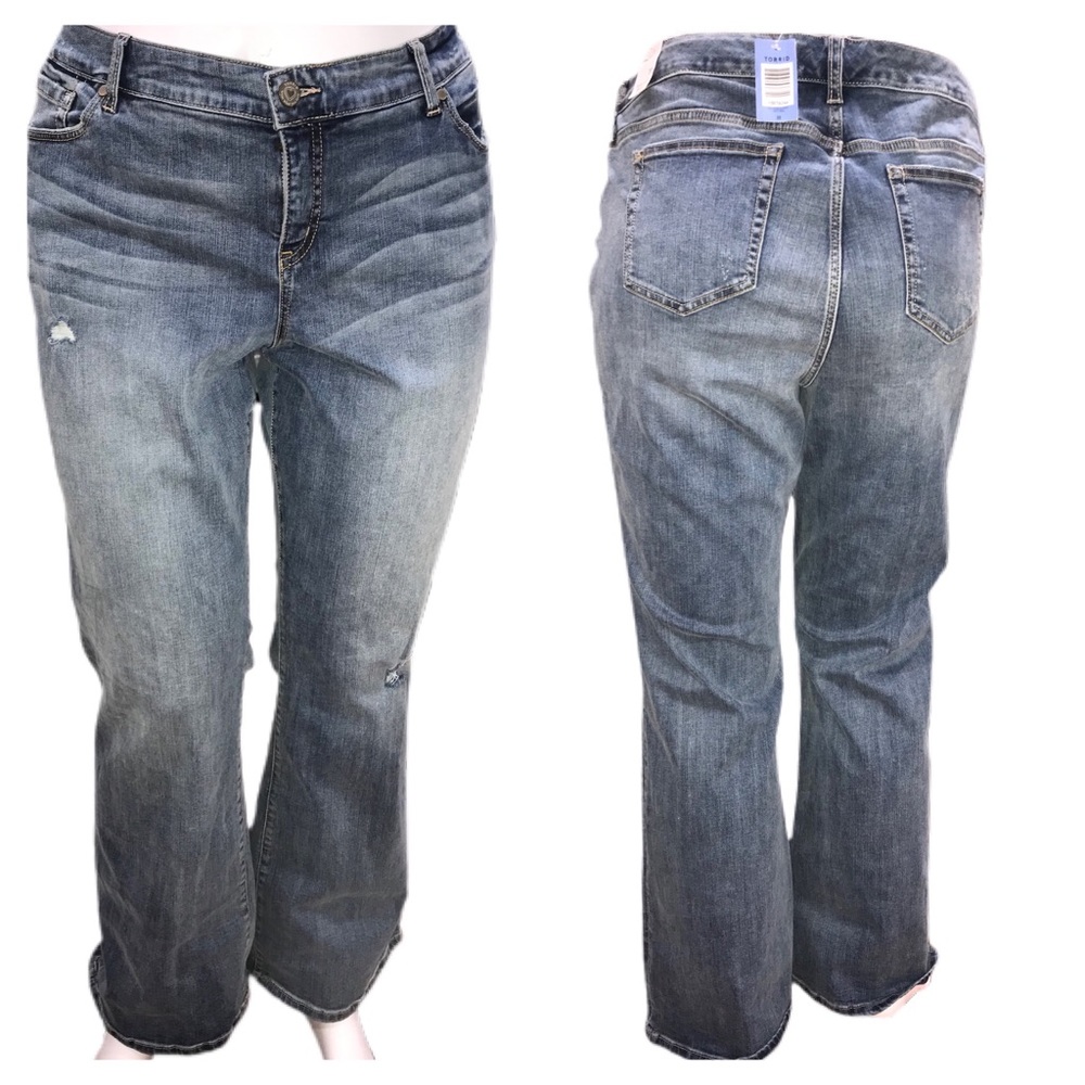 Torrid size 22 ❤NEW❤ Relaxed Boot Distressed Women's Denim Plus Blue Jeans